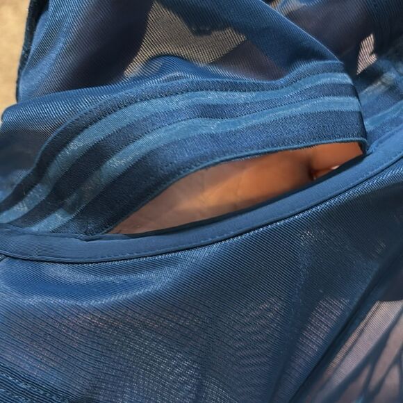 Torrid women’s 3x striped mesh elastic long line cutout bra Poseidon sexy shine - Picture 7 of 8